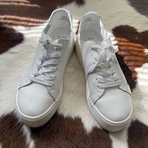 White leather platform sneakers